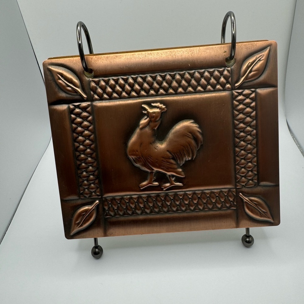 Copper Metal Flip Top Rooster 3D Album Burnes of Boston Country 6.5”x5.5”
